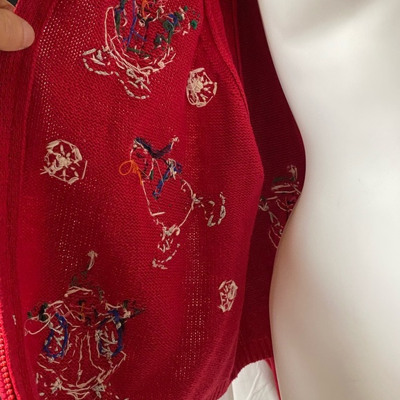 Vintage Tiara Sequence Ice Skating Snowman Xmas Cardigan Sweater By Tiara ,PXL - Picture 9 of 14